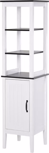 Mobiletto Salvaspazio per Bagno e Lavanderia HOMCOM Bianco con 3 Ripiani Aperti e Regolabili L: 40 cm, P: 38 cm, H: 162.5 cm