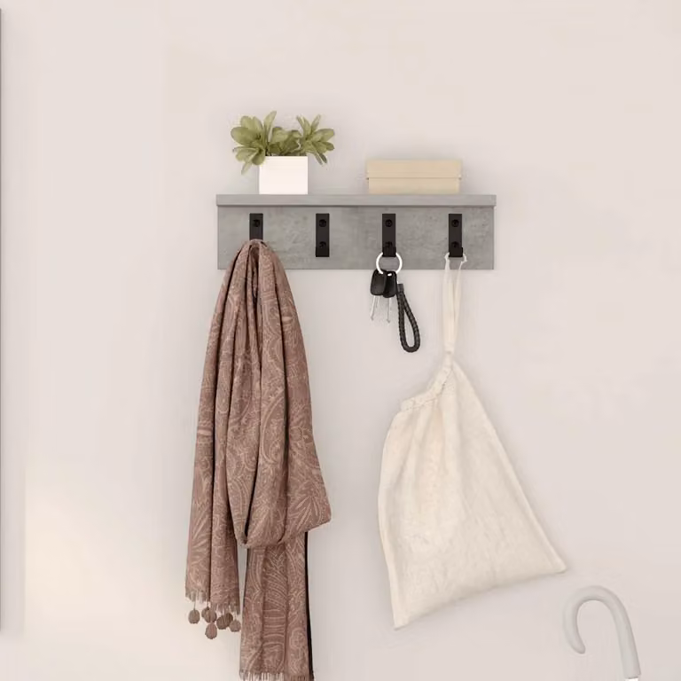 vidaXL Appendiabiti a muro moderno in MDF Grigio, L 40 x P 10,5 x H 10,5 cm
