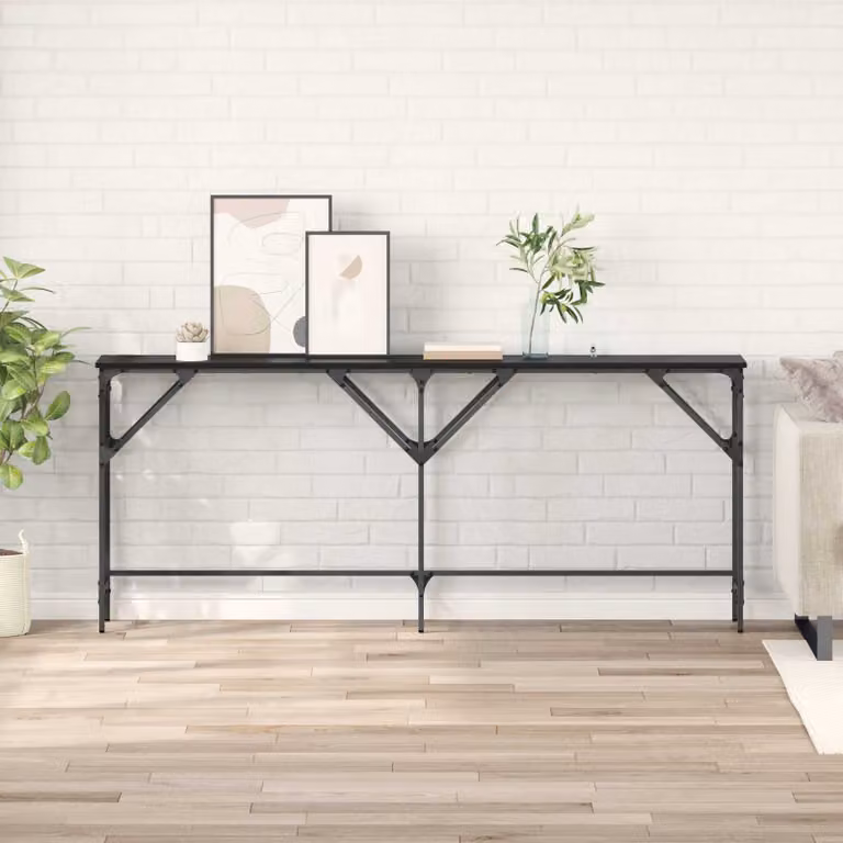 vidaXL Tavolo consolle in stile industriale nero L: 180 cm, P: 30 cm, H: 75 cm