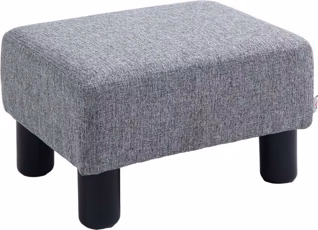 Pouf poggiapiedi imbottito HOMCOM in tessuto effetto lino, grigio, L 40 x P 30 x H 24 cm