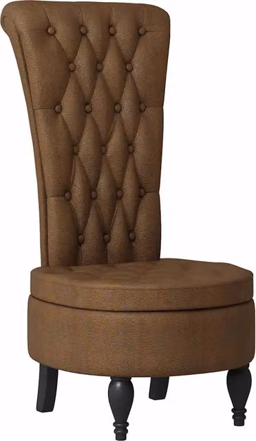 Poltrona Relax Slipper Design In Marrone con Braccioli e Struttura in Legno L: 56,5 cm, P: 70 cm, H: 110 cm