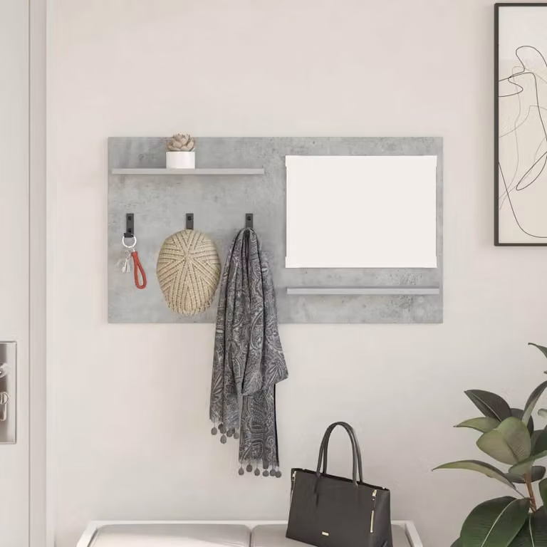 Appendiabiti a muro vidaXL moderno in MDF Grigio, L 90 x P 10 x H 50 cm