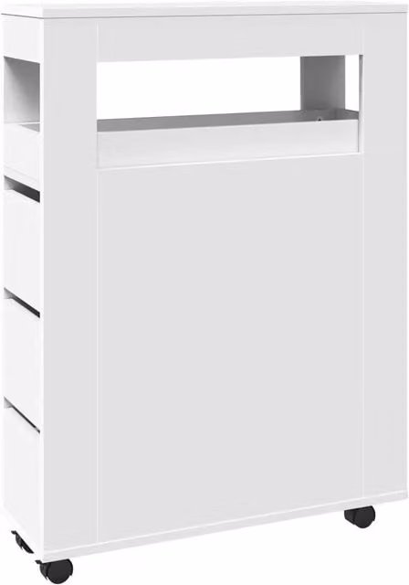 Mobile da Bagno Bianco con Ruote e Ante a Battente in MDF, L/P/H: 23 x 20 x 90 cm