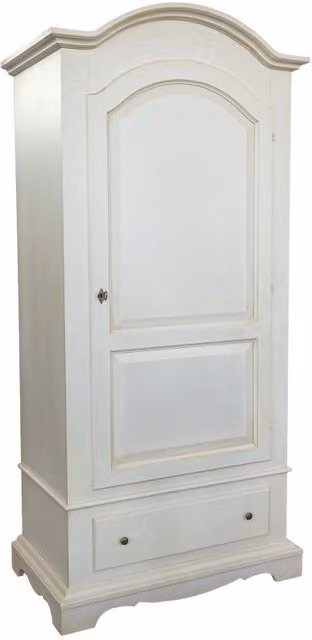 Armadio in legno stile shabby chic bianco con una porta e cassetti integrati Mobili 2G L/P/H: 96 x 56 x 196 cm