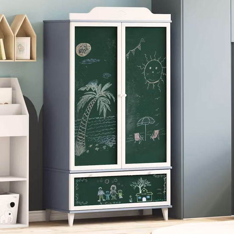 vidaXL Armadio per bambini ROROS Grigio e Bianco L: 90 cm, P: 45 cm, H: 165 cm