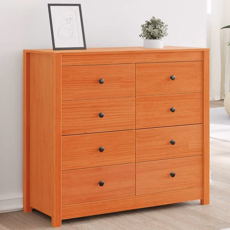 vidaXL Armadietto da Parete in Legno di Pino Massello Rustico Marrone Cera L: 100 cm, P: 40 cm, H: 90 cm