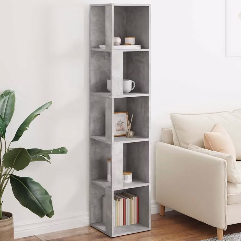 Armadietto d'angolo moderno vidaXL in legno MDF grigio, L/P/H: 33 x 33 x 165 cm