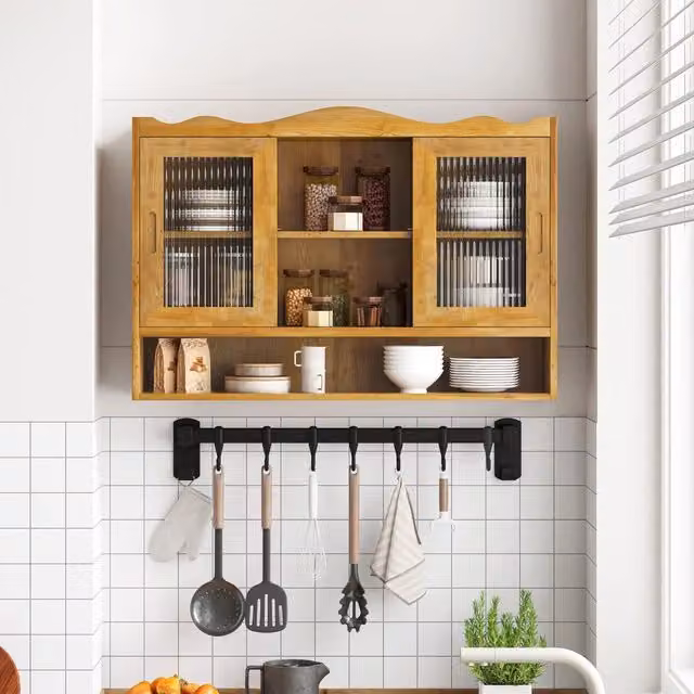 Armadio Minimal con 2 Ante Scorrevole in Vetro e Legno Bianco e Marrone, L: 90 cm, P: 60 cm, H: 90 cm