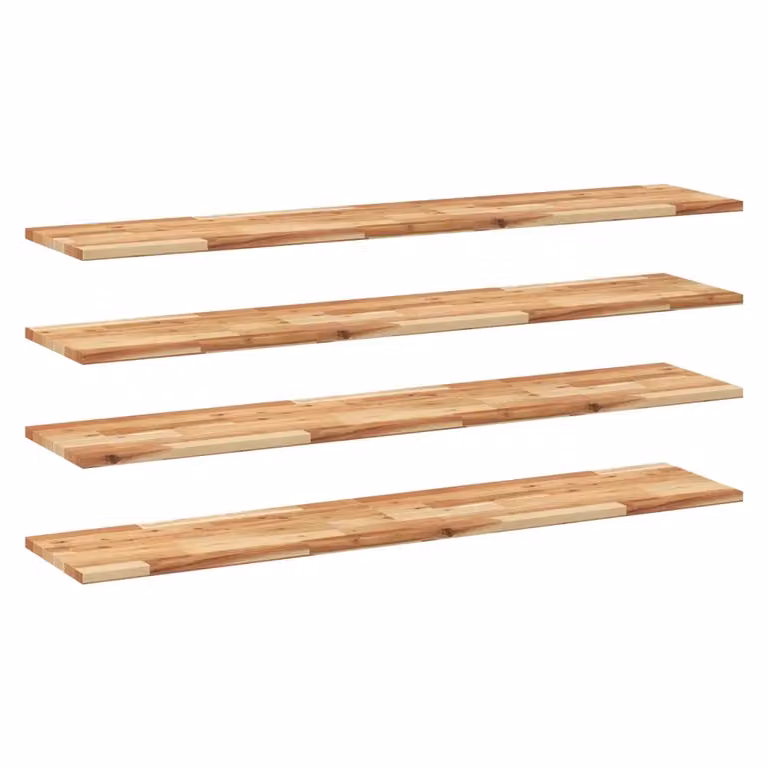 Set di 4 mensole da parete vidaXL in legno di acacia marrone rifinito a olio L: 120 cm, P: 30 cm, H: 2 cm