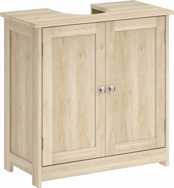 Mobile Sottolavabo kleankin con 2 Ante e Ripiano Regolabile, Rovere, L: 60 cm, P: 30 cm, H: 60 cm