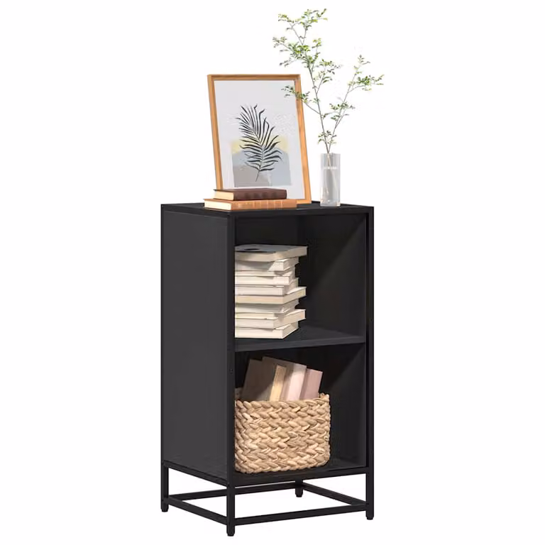 Libreria Industrial vidaXL in Legno e Metallo Nera con Pannello Posteriore L: 40 cm, P: 35 cm, H: 76 cm