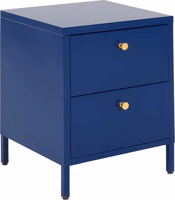 Comodino in metallo blu design industriale BELIANI con 2 cassetti per camera da letto L/P/H: 43 x 40 x 55 cm