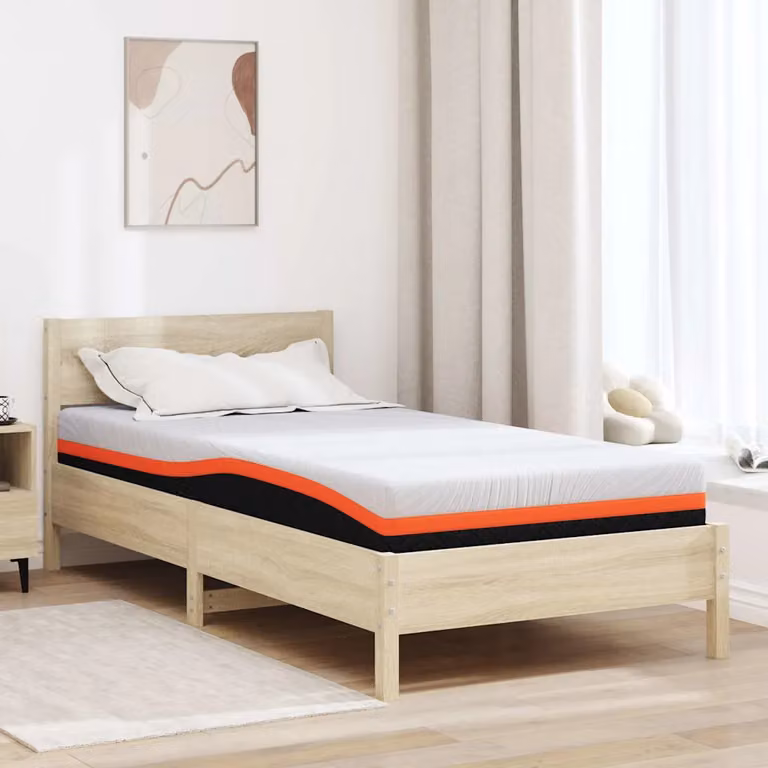 Materasso vidaXL in gel con tessuto Jacquard bianco e nero, L 90 cm x P 190 cm