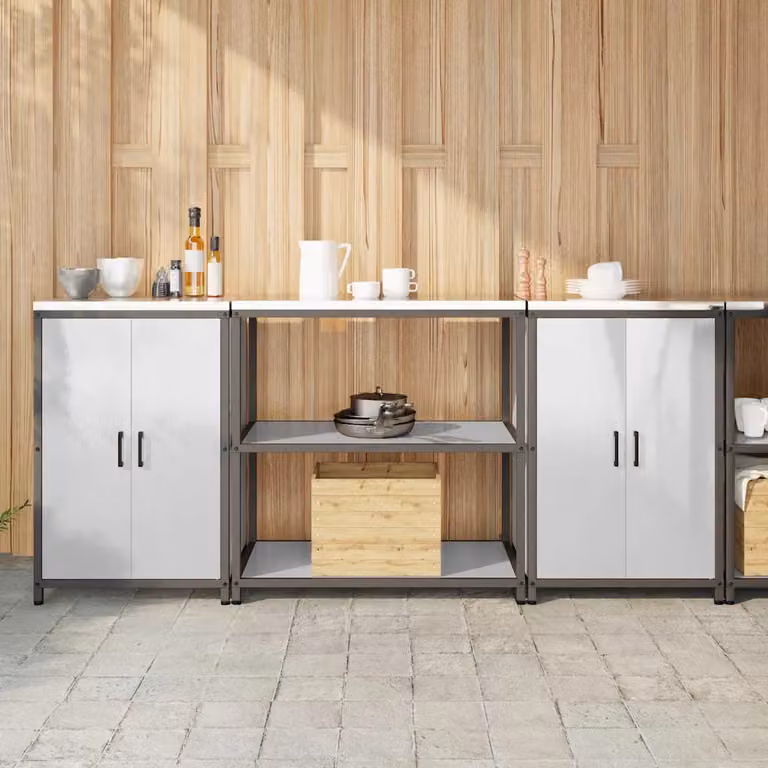 vidaXL Mobile Unit per Cucina in Stile Industrial con Ante a Battente, Argento