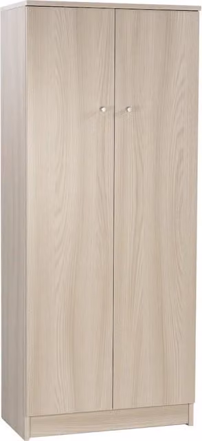 Armadio SARMOG a 2 ante con 3 ripiani interni, design moderno, colore bianco o beige, L: 62 cm, P: 34 cm, H: 147 cm