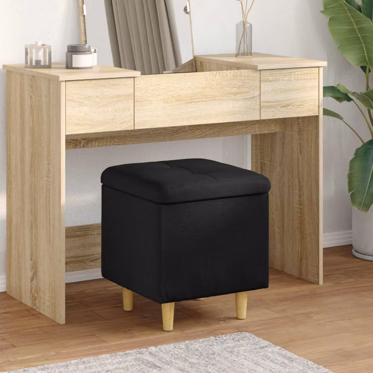 Pouf con contenitore vidaXL in tessuto nero, design minimalista, L/P/H: 40 x 40 x 45 cm