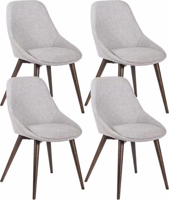 Sedia da pranzo E-Stylo con struttura in massello di noce e seduta in tessuto grigio chiaro L: 58 cm, P: 49 cm, H: 85 cm