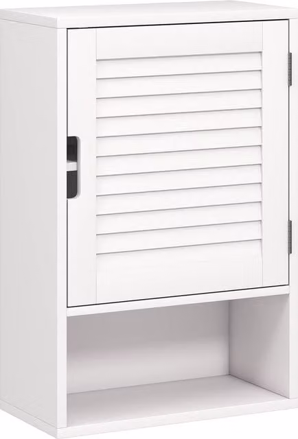 Armadietto da bagno a parete HOMCOM con ripiano regolabile e ante soft-close, Bianco, L 40 x P 20 x H 60 cm
