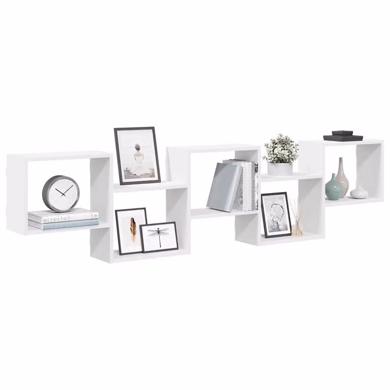 vidaXL Mensola a Cubo da Parete con 5 Scomparti in Legno e MDF Bianco Moderno