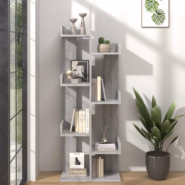 Libreria da parete vidaXL in legno e MDF Grigio Opaco L: 48 cm, P: 25,5 cm, H: 140 cm