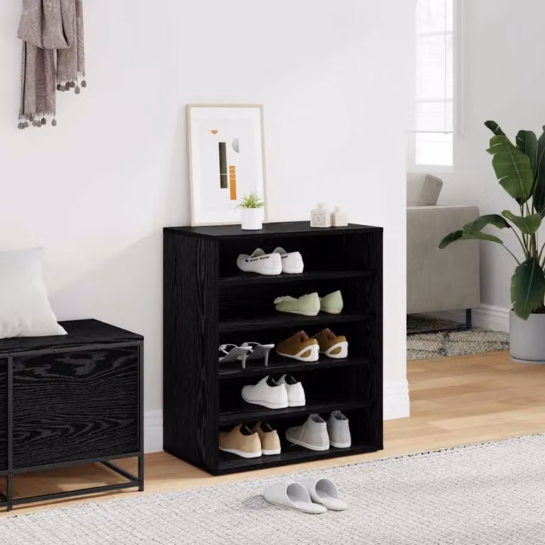 Mobile porta scarpe vidaXL moderno in legno nero L 60 cm x P 35 cm x H 70 cm