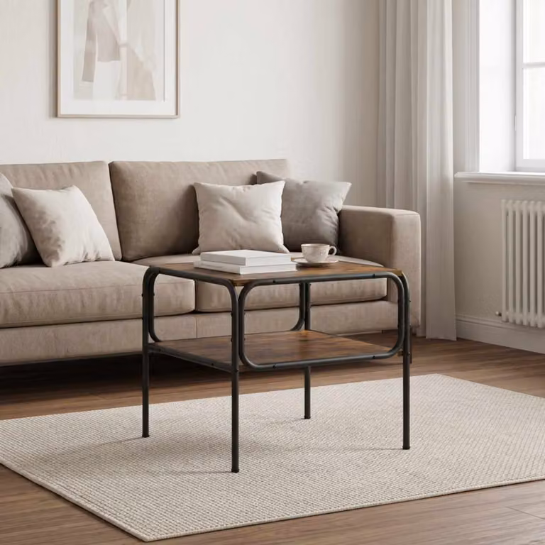 vidaXL Tavolo laterale moderno in rovere fumo marrone L: 100 cm, P: 50 cm, H: 46 cm