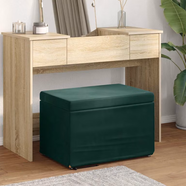 Pouf verde vidaXL in velluto e legno MDF L: 61 cm, P: 41 cm, H: 40 cm