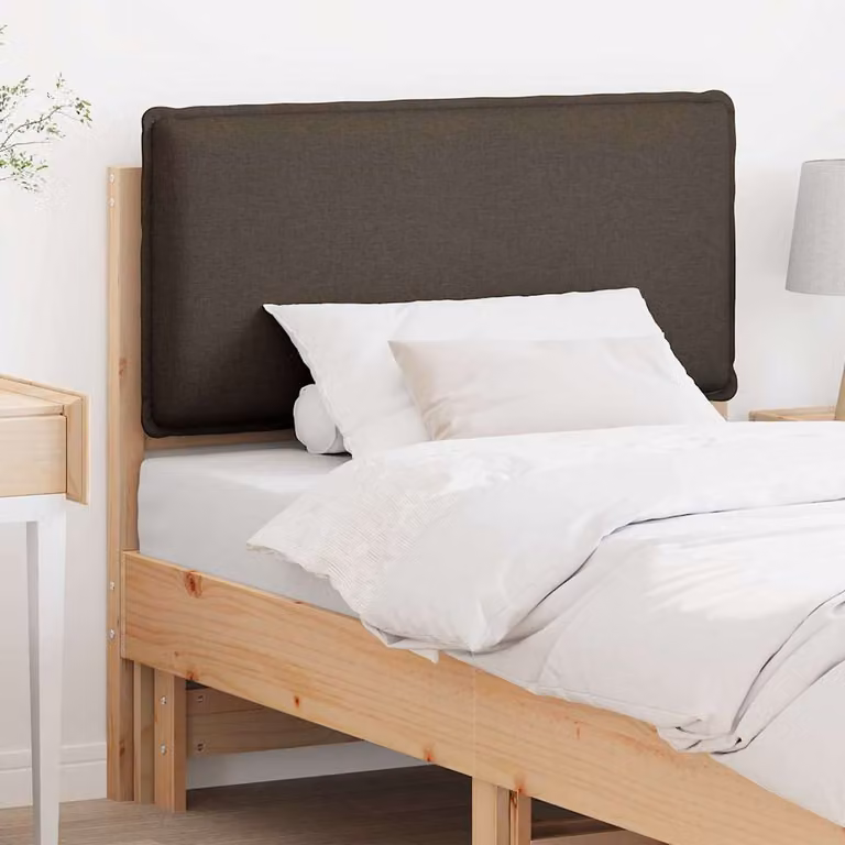 Testiera imbottita vidaXL in pino massello e tessuto, Grigio, L: 80 cm