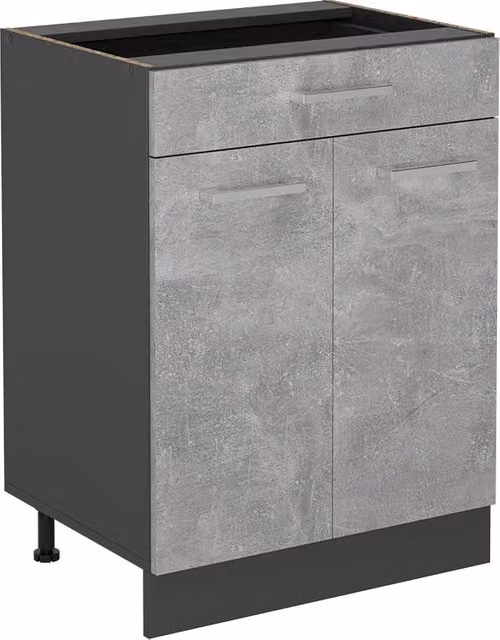 Mobiletto base per cucina Vicco R-Line Antracite con cassetto e ante, L: 60 cm