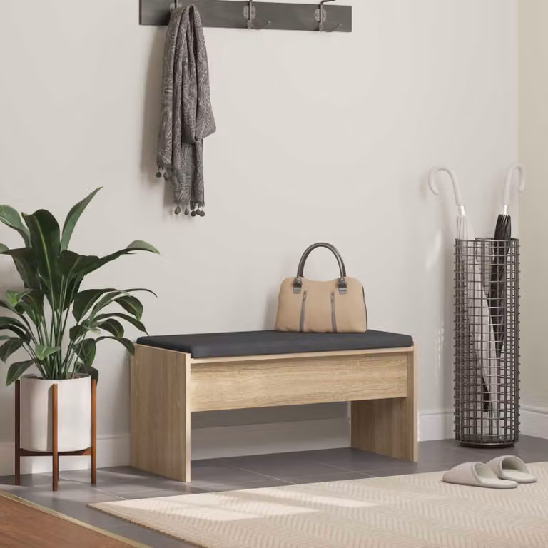 Panca per ingresso con cuscino vidaXL in Rovere Sonoma, L: 83 cm, P: 38 cm, H: 40 cm