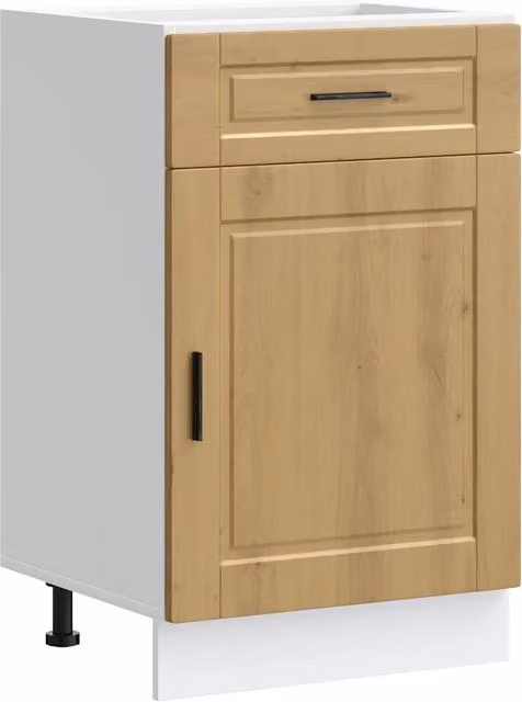 Mobile da cucina Porto HELLOSHOP26 con ante e cassetti in finitura rovere, colore marrone, L: 50 cm, P: 46 cm, H: 81,5 cm