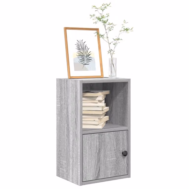 Libreria moderna vidaXL in legno MDF grigio da appendere al muro L 31 cm x P 24 cm x H 52 cm