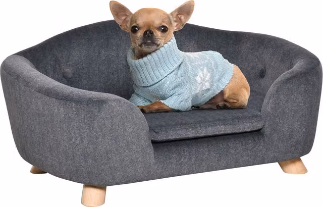 Cuccia per cani PawHut di Aosom con cuscino lavabile in tessuto, Grigio Antracite, L: 70 cm, P: 47 cm, H: 30 cm