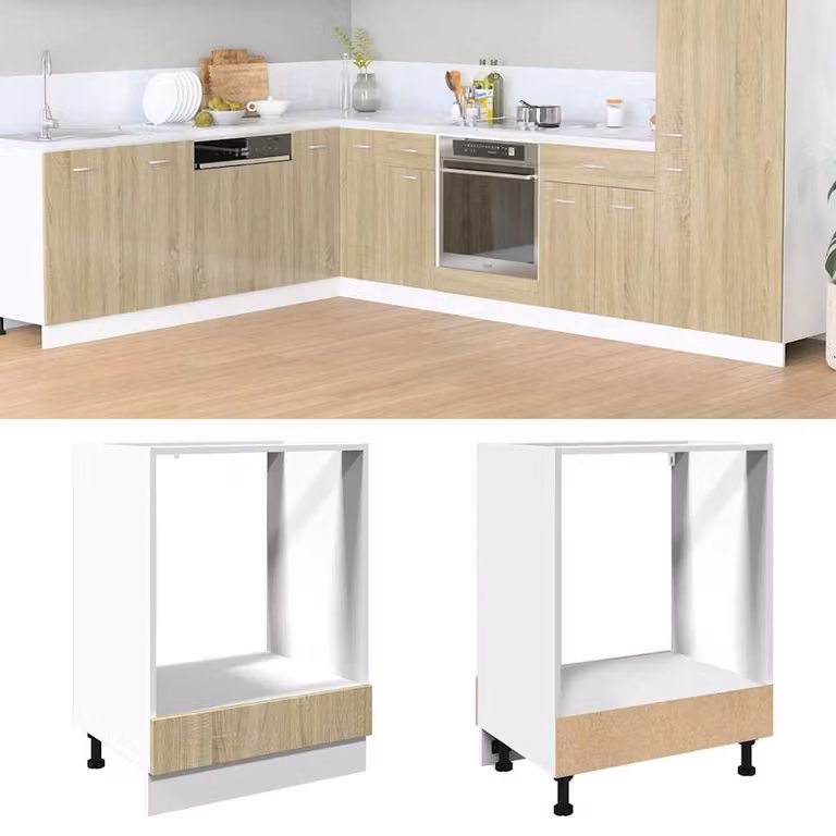 Mobile per forno vidaXL in legno multistrato color rovere sonoma, L: 60 cm, P: 46 cm, H: 81,5 cm