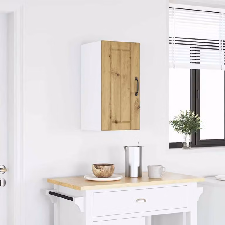 Pensile da cucina moderno vidaXL con ante in vetro, marrone e bianco, L: 60 cm, P: 30 cm, H: 31 cm