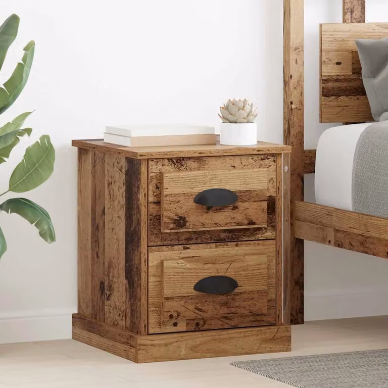 Armadio da notte vidaXL in legno effetto rustico marrone L 39 cm x P 39 cm x H 47.5 cm