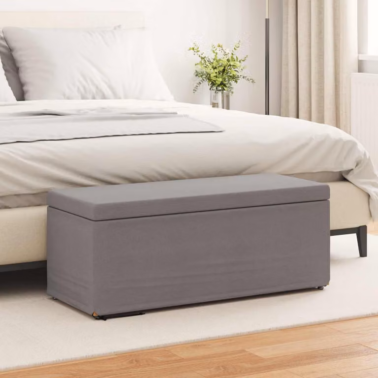 Pouf vidaXL Talpa in tessuto e legno, L/P/H: 101 x 41 x 40 cm, beige e grigio