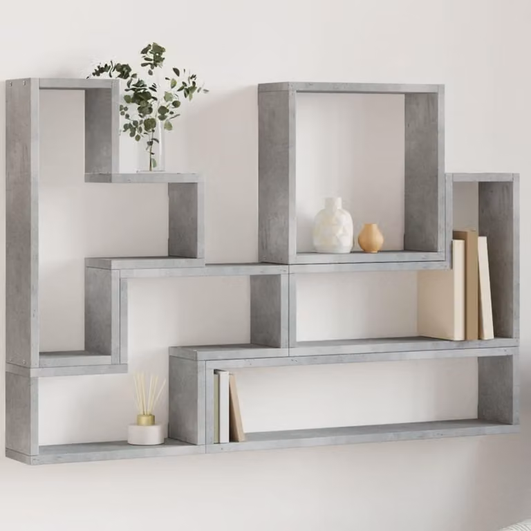 Scaffale a Parete Moderno vidaXL in Legno e MDF Grigio L: 90 cm, P: 12 cm, H: 64 cm