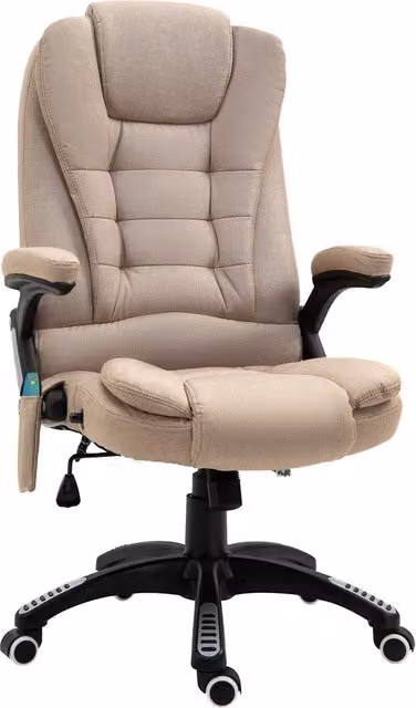 EasyComfort Poltrona da Ufficio Executive con Massaggio e Riscaldamento, Altezza Regolabile e Ruote, Beige, L/P/H: 74 x 70 x 120 cm