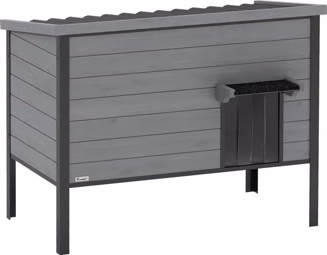 Cuccia impermeabile PawHut per 1-2 gatti fino a 12 kg con tetto apribile e fondo estraibile, Grigio Chiaro, L 85 x P 55 x H 70 cm