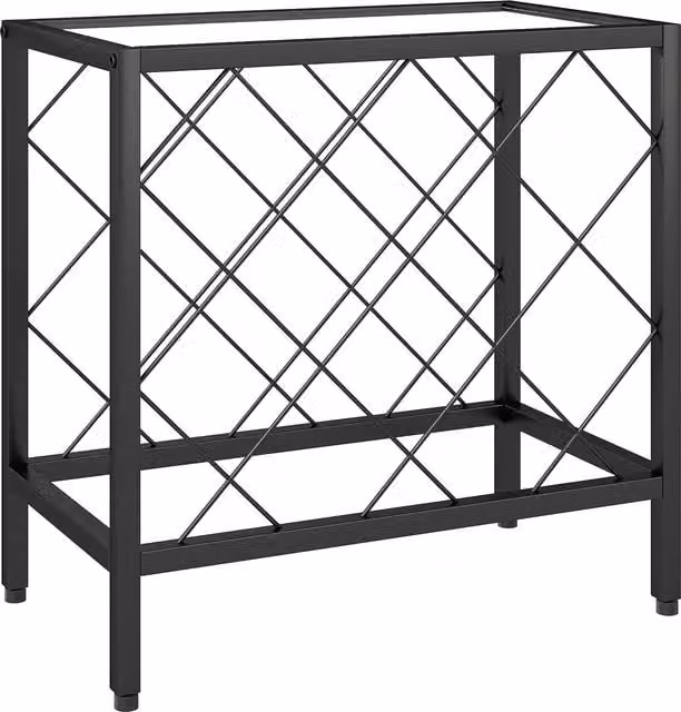 Scaffale Portabottiglie Vini HOMCOM con Piano in Vetro Trasparente e Struttura in Metallo Nero, Capacità 10 Bottiglie, L: 41 cm, P: 22 cm, H: 4 cm