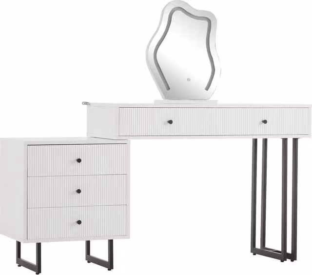 Tavolo da trucco Aosom con illuminazione LED dimmerabile, Bianco