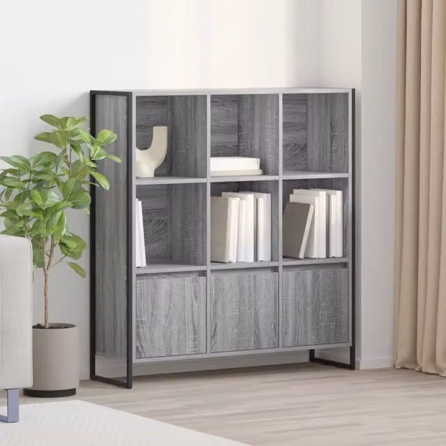 Armadio per libri industrial vidaXL in legno e metallo grigio L: 99,5 cm, P: 30 cm, H: 108 cm