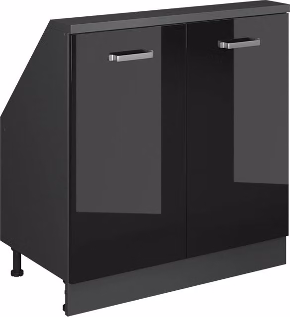 Mobile sottotetto Vicco Rion nero lucido e antracite con 2 ante e ripiani interni L/P/H: 160 x 46 x 83,8 cm