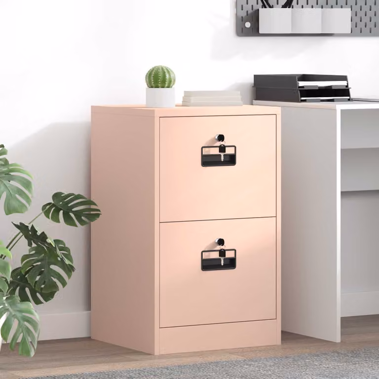 Armadio per file vidaXL in metallo rosa con cassetti e serratura L/P/H: 45,5 x 42 x 74,5 cm
