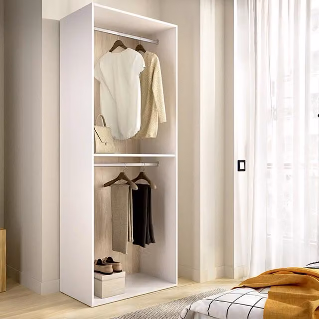 Armadio da camera da letto DMORA Ashebrook Bianco con ripiani e appendiabiti L: 45 cm, H: 205 cm