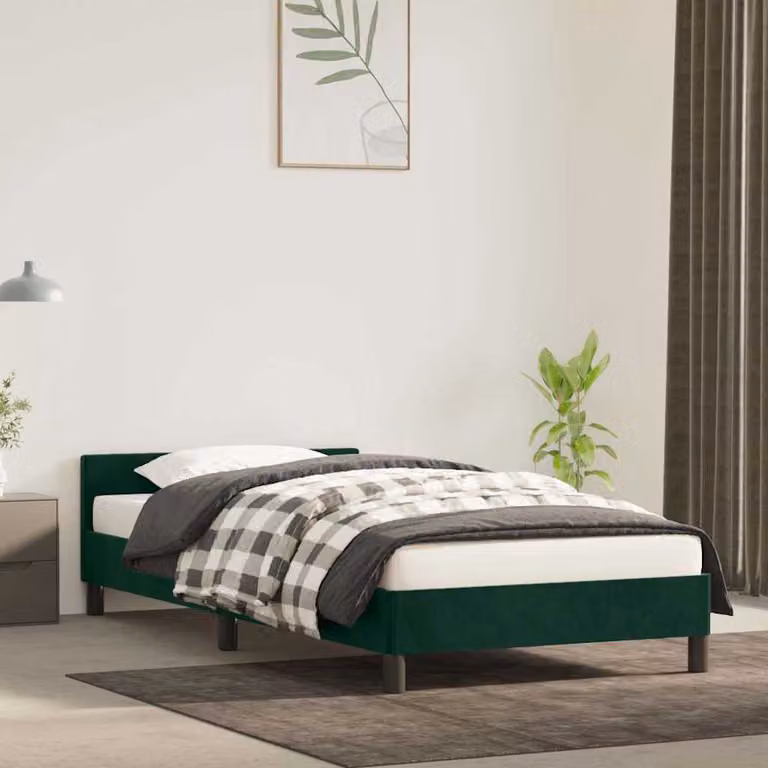 vidaXL Giroletto in Velluto Verde Scuro con Struttura Imbottita L/P: 100 x 200 cm