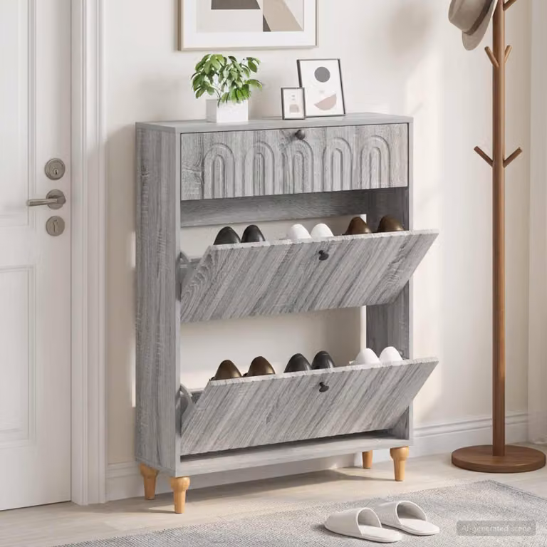 Mobile porta scarpe vidaXL ALKMAAR moderno in MDF e metallo, L/P/H: 78 x 24 x 103 cm