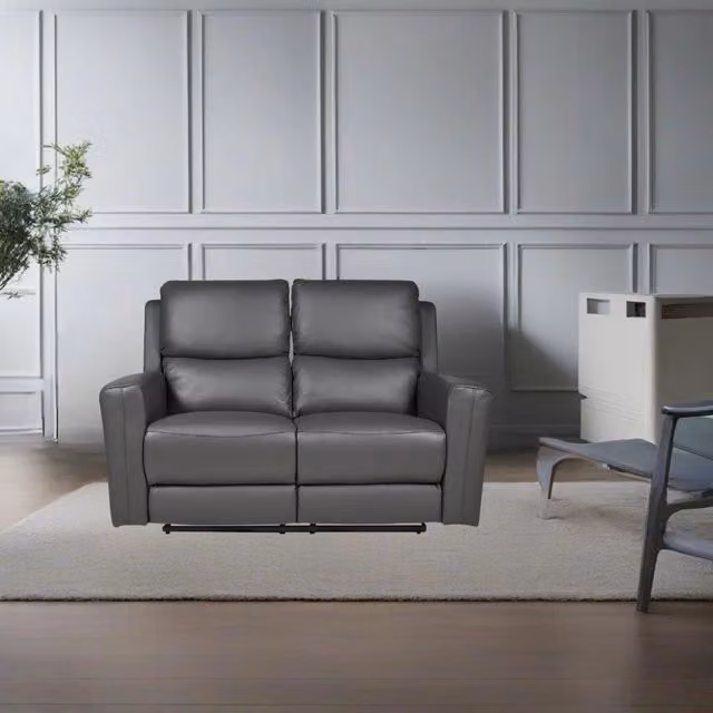Divano recliner elettrico Claus a 2 posti in vera pelle Effezeta Italia colore grigio
