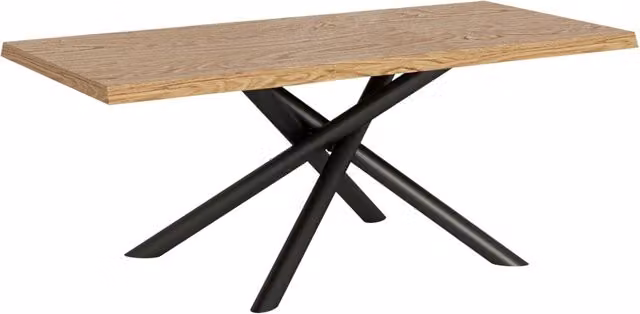 Tavolo allungabile moderno Itamoby in legno di rovere con bordo live edge e gambe a X antracite L/P/H: 250 x 90 x 75 cm